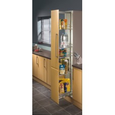 Pull Out Larder Unit Chrome Linear Wire Baskets Centre Mounting 5 baskets included For cabinet width 300 mm basket width 255 mm installed height 1700-1950 mm