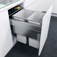 Pull Out Waste Bin 450 mm Vauth-Sagel VS ENVI Space XX Pro S / Pro With synchronised over extension runners For cabinet width 450 mm depth 476 mm 2x 32 litres - silver