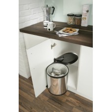 Swing Out Waste Bin for Hinged Door Cabinets 12 or 15 Litres Hailo Mono For cabinet width min. 400 mm 1x 12 litre bin stainless steel/black