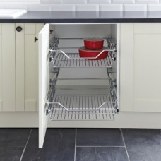 Pull Out Storage Basket Set Chrome Linear Wire Baskets for Cabinet Widths 300-800 mm For cabinet with hinged door 2 baskets included For cabinet width 300 mm basket width 200 mm
