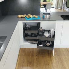 Swing Out Corner Storage Planero Lava Grey Baskets Vauth-Sagel VS COR Fold For cabinet width 800 mm for door width 400 mm left hand