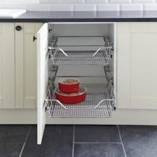 Pull Out Storage Basket Set Chrome Mesh Wire Baskets for Cabinet Widths 300-600 mm For cabinet with hinged door 2 baskets included For cabinet width 300 mm basket width 205 mm