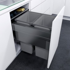 Pull Out Waste Bin 500 mm Vauth-Sagel VS ENVI Space XX Pro S / Pro With synchronised over extension runners For cabinet width 500 mm depth 476 mm 2x 32 litres - lava grey
