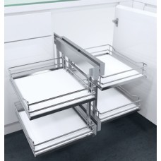 Pull Out Corner Unit Complete Set Premea Solid Base Baskets Vauth-Sagel VS COR Flex For cabinet width 1000 mm for door width 500 mm premea white solid base chrome wire baskets