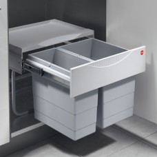 Pull Out Waste Bin 1 x 12 and 1 x 18 litres Tandem Hailo Installation behind hinged doors For cabinet width min. 500 mm