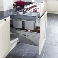 Pull Out Waste Bin for Door Front Mounting 2x 34 1x 34 and 2x 16 Litres Tandem Front 40 Two tier bin system conforms to the Code for Sustainable Homes For cabinet width min. 400 mm 1x 34 2x 16 l