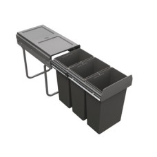 Pull Out Waste Bin for Hinged Door Cabinets Tek 30 Litres For cabinet width min. 300 mm. 3x 10 Litre version conforms to the Code for Sustainable Homes 3x 10 litres