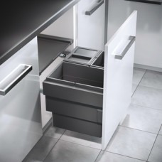 Pull Out Waste Bin Triple Bin Hailo Cargo Synchro Installation behind fronts For cabinet width 500 mm 1x 18L & 2x 13L bins dark grey