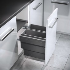 Pull Out Waste Bin Double Bin Hailo Cargo Synchro Installation behind fronts For cabinet width 450 mm 2x 18L bins dark grey