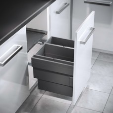 Pull Out Waste Bin Double Bin Hailo Cargo Synchro Installation behind fronts For cabinet width 500 mm 1x 28L & 1x 18L bins dark grey