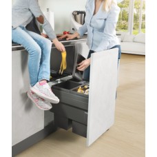 Pull Out Waste Bin Triple Bin Hailo Cargo Synchro Installation behind fronts For cabinet width 600 mm 1x 28L & 2x 13L bins dark grey