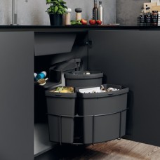 Waste Bin Swing Out for Cabinet Width Min. 500 mm Vauth-Sagel VS ENVI Center 1x 18 1x 12 1x 9 litre bins lava grey