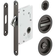Hooklock For Sliding Doors with Compass Bolt Startec Bathroom/WC For wooden doors Graphite black PVD coated