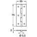 Butt Hinge Narrow Style 75 x 35 mm Brass With fixed pin Self colour