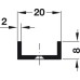 Shelf Support Strip Screw Fixing Aluminium 20 x 8 mm Intervals 14 mm 14 mm intervals dimensions 20 x 8 mm Length 3500 mm silver coloured anodized