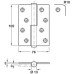 Butt Hinge Concealed Bearing Lift Off 102 x 76 mm Grade 304 Stainless Steel Staggered hole pattern Square corners anti-clockwise closing satin