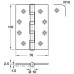 Butt Hinge 102 x 76 mm 304 Stainless Steel Phoenix Slimline ANSI hole pattern Square corners satin