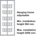 Pull Out Larder Unit Chrome Linear Wire Baskets Centre Mounting Installed Height 1700-1950 mm 5 baskets included For cabinet width 400 mm basket width 355 mm installed height 1700-1950 mm