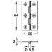 Broad Style Hinge 64 x 35 mm Brass With brass pin Copper