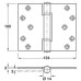 3 Knuckle Hinge Projection Fixed Pin Steel 100 x 124 mm Grade 13 BS EN 1935 Bright zinc