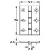 Butt Hinge DPBW Brass Square corners Length x width: 76 x 50 mm chrome plated
