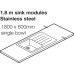 Worktop with Sink Solid Surface Vulcano Maia® 1800 x 600 x 42 mm single bowl sink