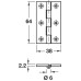 Butt Hinge Heavy Gauge 64 x 38 mm Brass With brass pin Polished chrome