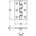 Butt Hinge DPBW Ø 8 mm Knuckle 76 x 51 mm Brass Straight hole pattern Imitation antique bronze