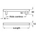 Bar Handle Steel Ø 12 mm Fixing Centres 96-456 mm Barkston Brushed nickel plated fixing centres 160 mm