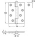 Butt Hinge Concealed Bearing 3 Knuckle Fixed Pin 102 x 76 mm Stainless Steel Staggered hole pattern Radius corners polished