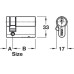 Profile Cylinder Single Key Only One Side with Anti-Drilling Protection Brass Size (AxB): 10 x 30 mm differ only nickel plated
