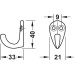 Coat Hook Single Aluminium 30-35 x 36-42 mm Height 42 mm depth 35 mm