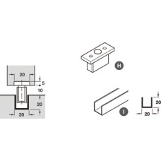 Bottom Door Guide for Sliding Interior Doors Hawa-Junior Top hung system Steel plate with nylon pilot