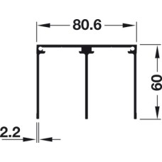 Double Top Track for Sliding Aluminium Framed Doors Aluflex 80 Bottom rolling system Length 2000 mm silver anodised aluminium