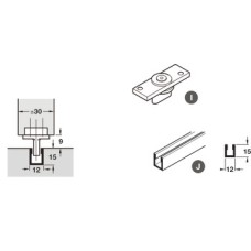 Bottom Door Guide for Sliding Interior Doors Hawa-Junior/Foldaside Top hung system Steel with nylon blade