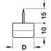 Pin Type Glide White Plastic with Black Rubber Layer Glide Ø 15 mm