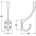 Hat and Coat Hook Brass 69 x 137 mm Hemlock Face fixing Polished brass finish