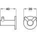 Coat Hook Stainless Steel 40 x Ø 35 mm Face fixing Brushed stainless steel finish