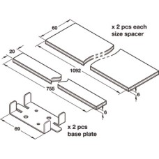 Cavity Widening Set for Sliding Interior Pocket Doors Pocket Hideaway Top hung system For use when door thickness is 44-50 mm