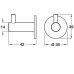 Coat Hook Grade 316 Stainless Steel 42 x Ø 35 mm Concealed fixing wall plug included Satin stainless steel finish