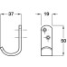 Coat Hook Aluminium 37 x 50 mm Face fixing Satin anodised aluminium finish