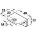Screw on Bracket for M10 Plinth Adjusting Screw L-Shaped M10 threaded hole