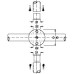 Cross Connector 303 Stainless Steel Cubicle Fittings PBA Stainless steel fittings for 13 mm board partitions Satin stainless steel finish