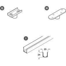 Track and Channel for Interior Doors SF and Hawa-Junior Top hung system Bottom guide channel