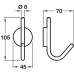 Coat Hook Stainless Steel 70 x 105 mm Hook Ø 8 mm Height 105 mm