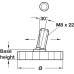 Base Leveller with Ball Joint and M8 x 22 mm Threaded Bolt Plastic Plastic plate Ø 25 mm base height 10 mm