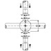Cross Connector 316 L Cubicle Fittings PBA Stainless steel fittings for glass partitions Satin stainless steel finish