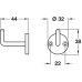 Coat Hook Stainless Steel 44 x 38 mm Face fixing Satin stainless steel finish