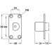 Emergency Release Door Stop for use with Double Action Pivot Sets with R8 Corners Allows double action door to operate as a single swing Stainless steel