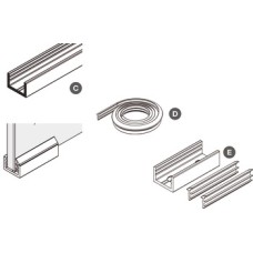 Bottom/Wall Profile for Sliding Glass Interior Doors with Fixed Panel Hawa-Junior Top hung system Silver anodised aluminium finish